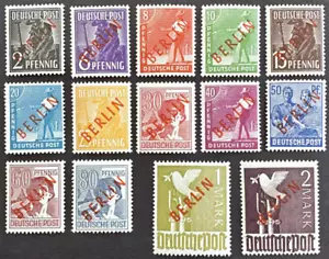 Germany Berlin 1948-1949 Sc# 9N21-9N34 Set of 14 MNH Stamps Red Overprint - Picture 1 of 2