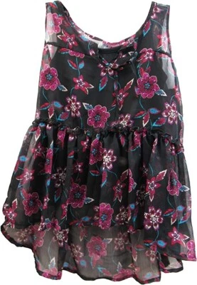 Epic Threads Big Girls Peasant Babydoll Tank Black Flower Medium 54-56" 63-74Lbs - Image 1 of 2