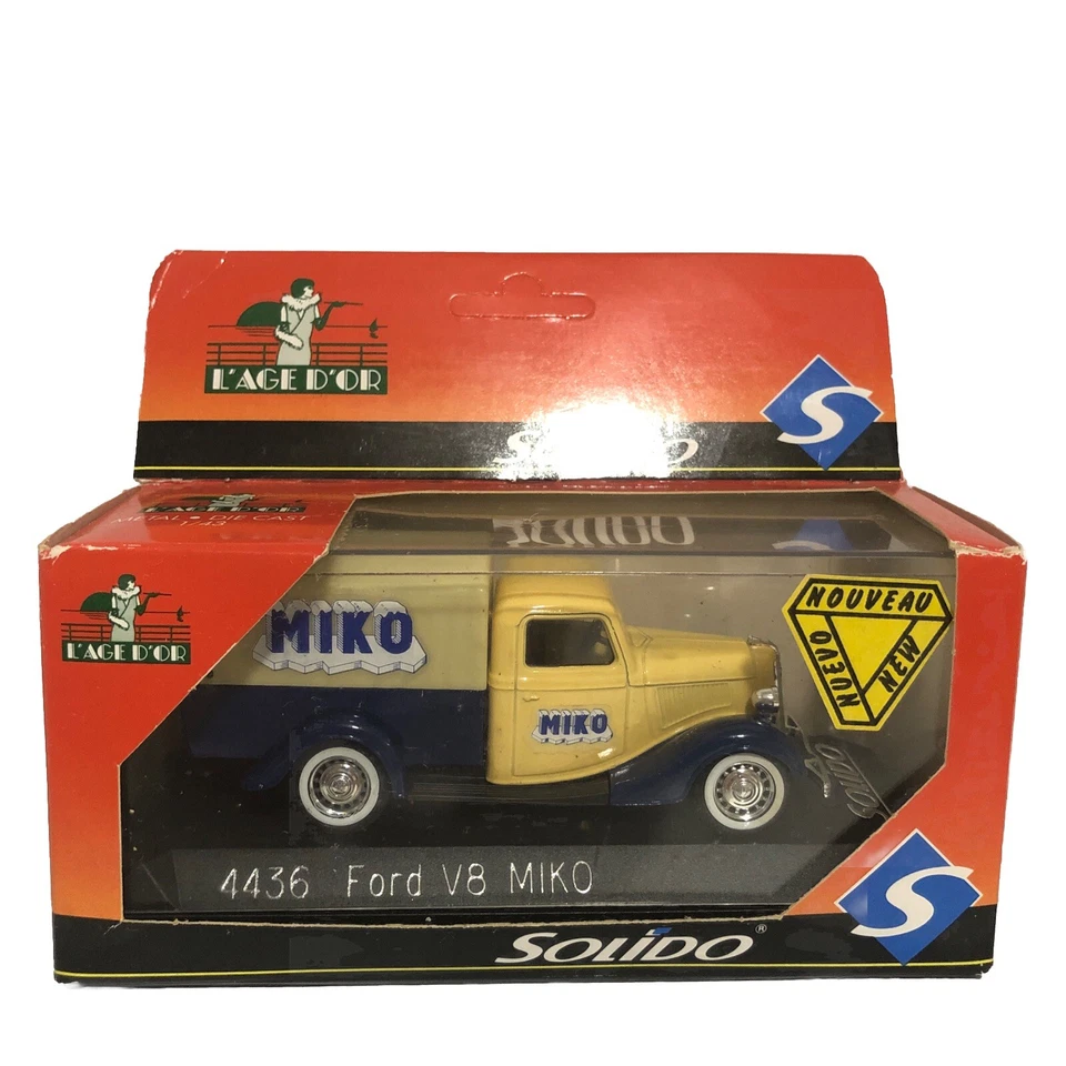 Camioneta pickup Ford Solido #4436, 1934, Miko Ice Cream escala 1:43 nueva en caja Foto 1 de 4