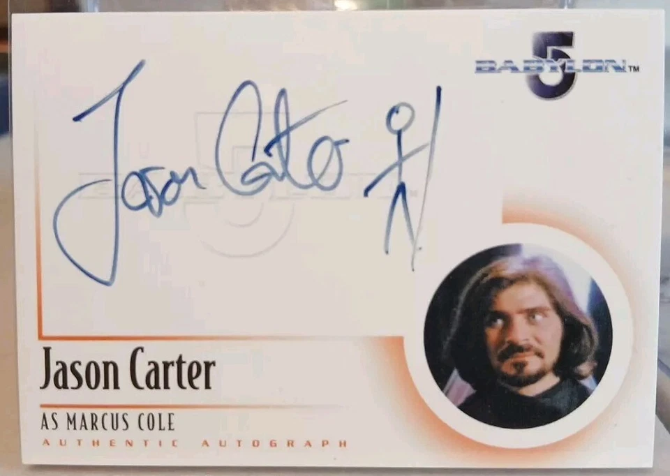 Complete Babylon 5 Jason Carter A10 Autograph Card as Marcus Cole NM 2002  - Image 1 of 2