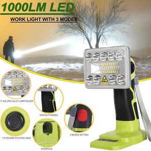 Rechargeable Led Worklight for Ryobi 18V Battery 1000LM Battery Powered Light US
