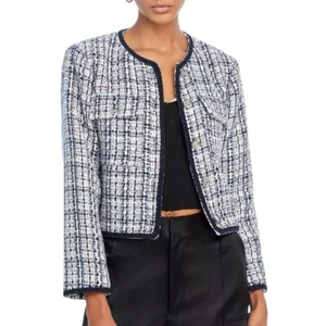 NWOT AQUA Tweed BlazerJacket Sz.XXL Navy Blue White Career Professional $128 - Picture 1 of 14