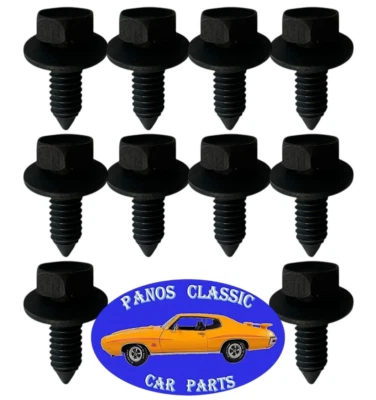 GM Cuerpo Guardabarros Rueda Pozo Radiador Soporte Rejilla Bocina Pernos 5/16-18 Negro #537 Foto 1 de 4