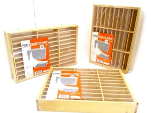 3, 30 Slot Wooden Cassette Tape Holders New Old Original Shrink Wrap - Picture 1 of 3