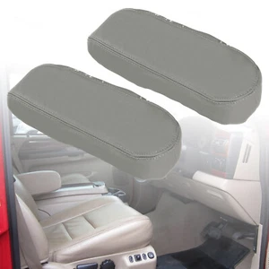 Leather Front Driver Armrest Cover Fit 2003-2007 Ford F250 F350 Lariat Grey 2Pcs - Imagen 1 de 8