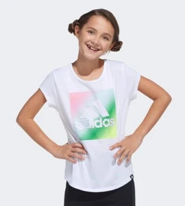 Adidas Girl's Graphic Tee, Short Sleeve Scoop Neck Tee Large(14) - Picture 1 of 3