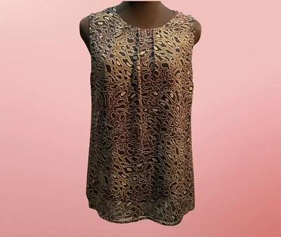 Tory Burch Animal Print Sleeveless Silk Top Sz 10 - Image 1 of 4