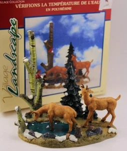 De colección 2000 LEMAX Testing the Water Drinking Deer Christmas Village Poli Resina - Imagen 1 de 11