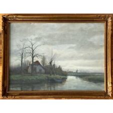 George L. Herdle - Dutch Landscape Watercolor in Gilt Frame (ca. 1895)
