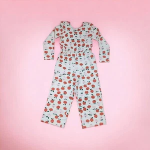 Hanna Andersson Jumpsuit Romper Girls US 5/110 cm APPLE OF MY EYE Red Pink New  - Picture 1 of 14