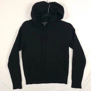 Banana Republic 100% Cashmere Sweater Womens Small Black Hooded Pullover Pocket - Picture 1 of 10