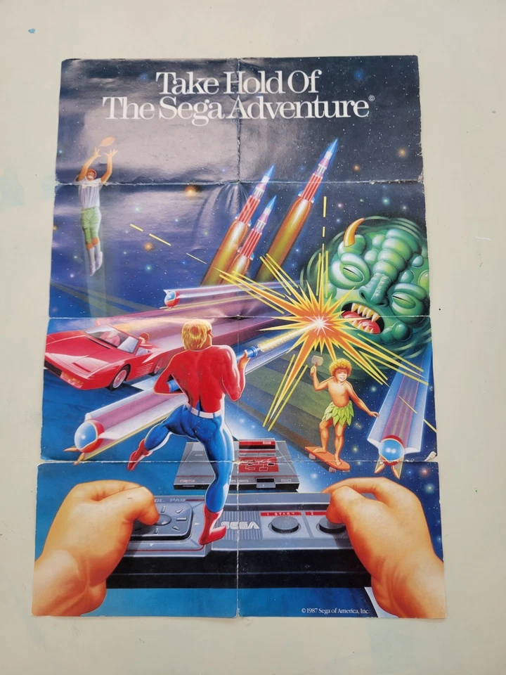 Sega Poster Master System Software Take Hold of adventure Authentic Retro Vtg - Image 1 of 4