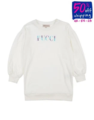 RRP€179 EMILIO PUCCI Sweatshirt Size 6Y White Glitter Logo Made in Portugal - Image 1 of 4