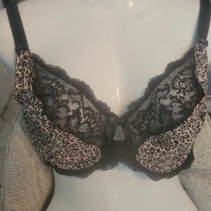 Reggiseno donna Olga 38D nero floreale ferretto pizzo minimizzatore spalline regolabili - Foto 1 di 8