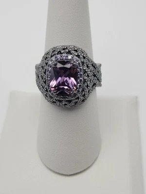 Sirenas Bomb Party Profundidades Iluminadas por la Luna Talla 8 Amatista Cz en Hematita Bp Rg72589 Foto 1 de 4