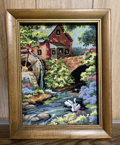 Old Mill Cottage Needlepoint Mesh Canvas 12" X 16" Complete Dimensions #2484 - Picture 1 of 7