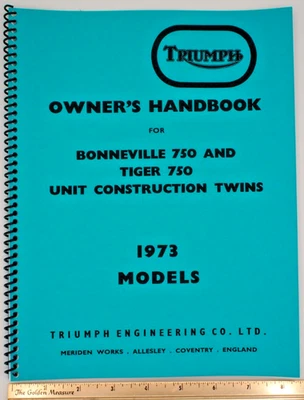 Manual del propietario Triumph para Bonneville & Tiger 750 1973, construcción de unidades #110 Foto 1 de 4