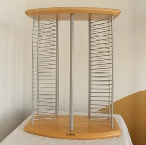 Beech wood & metal TechPoint 50 CD storage rack tower vintage freestanding - Picture 1 of 11
