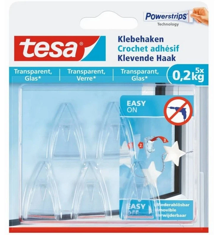 Tesa ® Powerstrips Klebehaken selbstklebende Deko - Haken (5 Stck.) transparent - Bild 1 von 1