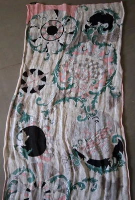 Vintage Emilio Pucci Pink Compass Shawl Scarf Abstract 68x26 Large 100% Linen  - Image 1 of 4