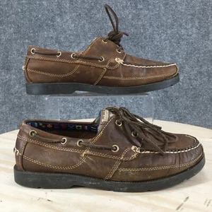 Timberland Boat Shoes Mens 8 Wide Loafers Casual Brown Leather Lace Up Low Top - Picture 1 of 14