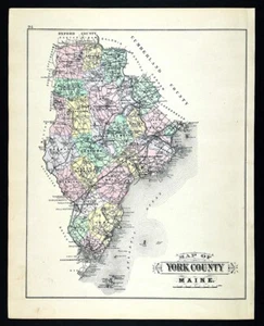 1900 Stuart Map Maine York County Kennebunkport Biddeford Sanford Old Orchard - Picture 1 of 4