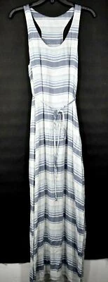 Vestido a rayas Cloth & Stone para mujer cuello redondo sin mangas cintura atada espalda deportiva S Foto 1 de 4