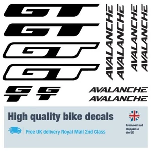 GT Avalanche bike labels decals, 5+ years external quality (27 pack) - Picture 1 of 4