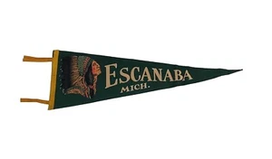 ESCANABA MICHIGAN 26 1/2" Vintage Native American Pennant - Picture 1 of 9