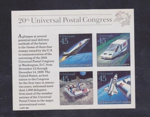 1989 20º Congreso Postal Universal - #C126 - Hoja de recuerdo de 4 - MNH - Imagen 1 de 1