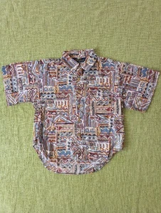 Vintage Retro Pattern Button-down Shirt Kids Size 8 - Picture 1 of 3