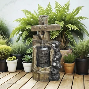 Outsunny 3-Tier 22.8" Outdoor Waterfall Fountain with LED Lights, Pump - Picture 1 of 11