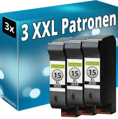 SET 3x TINTE PATRONEN für HP 15 DeskJet 3820 940c 3816 3822 PSC 900 950 - Bild 1 von 4