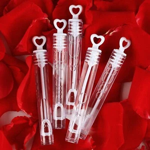 10 Mini Heart Bubbl Tubes Party Bag Filler Wedding Favours Table Decor Kids Gift - Picture 1 of 14