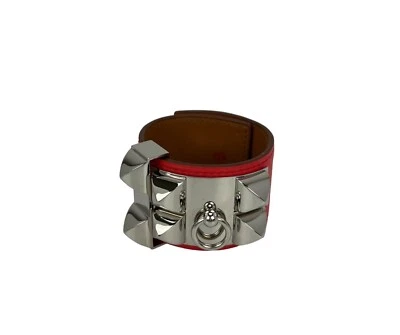 Pulsera Hermes Cuero COLLIER DE CHIEN CDC Rosa Jaipur Epsom eBay Live Foto 1 de 4