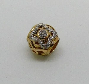 MICHAEL HILL MHJ 10CT YELLOW GOLD & STERLING SILVER DIAMOND EUROPEAN STYLE CHARM - Picture 1 of 11