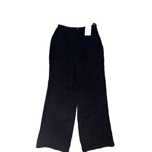Rena Rowan Petite Women's Black Silk Lined Zip Closure Wide Leg Pants Size 6P - Picture 1 of 5