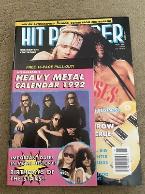 HIT PARADER MAGAZINE NOVEMBER 1991 Guns N’ Roses Metallica Mötley Crüe Van Halen - Image 1 of 4