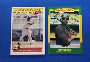 1986 Fleer Tony Gwynn Baseball Cards Best Sluggers #15 & Limited Edition #22