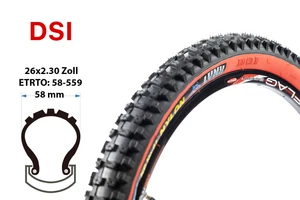 26 Zoll Retro Fahrrad Reifen 58-559 MTB 26x2.30 Dirt Mantel Decke schwarz rot - Bild 1 von 5