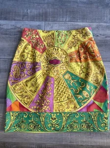 GIANNI VERSACE istante VINTAGE '90s BAROQUE ATELIER COLORFUL SKIRT ITALY 42/8 - Picture 1 of 15