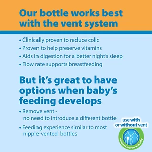 Dr Brown'S Options+ Anti-Colic Wide Neck Baby Bottles, 270Ml Twin Pack - Picture 1 of 12