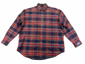 Polo Ralph Lauren rot & blau karierte Baumwolle GROSSES Shirt Herren L 100 % Baumwolle Brustumfang 55"" - Bild 1 von 15
