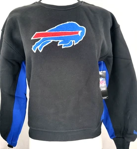 NEW Buffalo Bills Black Embroidered New Era Crew Neck LS Sweatshirt Women's S - Picture 1 of 9