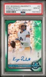2021 Bowman U Kenny Pickett Green Refractor Auto RC /99 Bowman 1st PSA 10 - Picture 1 of 2