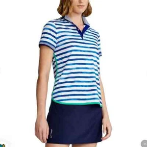 Polo Golf Ralph Lauren Damen XS Performance blau Kunststreifen Golf Polo-Neu mit Etikett $ 98 - Bild 1 von 14