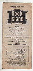 Rock Island Railroad Condensed Time Tables February 12, 1956 - Picture 1 of 2