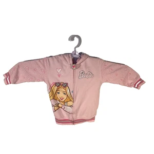 Barbie Girls Pink Embroidered Barbie Core Doll Full Zip Hooded Jacket Size 5 - Picture 1 of 10