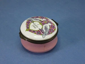 Vintage Crummles Ceramic and Brass Trinket / Pill Box with I Love You on Lid - Picture 1 of 12