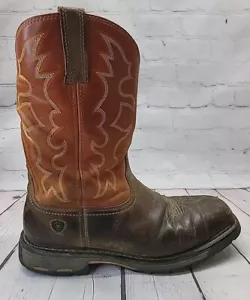 Ariat Men's 12 EE BootsWorkHog Wide Square STEEL Toe Brown Work Boot 10006961 - Picture 1 of 12